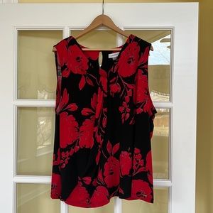 Beautiful red/black sleeveless blouse.